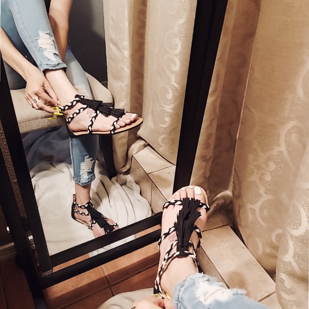 BRAIDED GLADIATOR SANDAL BLACK SUEDE - Picture 3 of 4